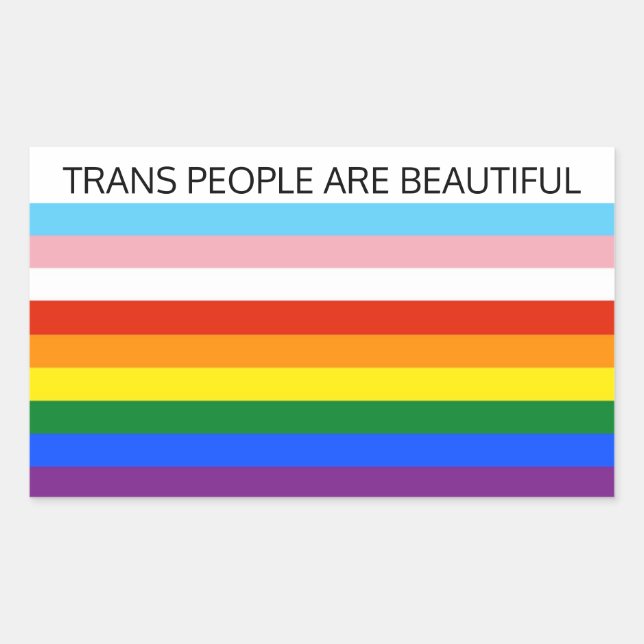 Sticker Rectangulaire Les gens trans sont beaux (Devant)