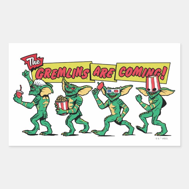 Sticker Rectangulaire Les Gremlins™ arrivent (Devant)