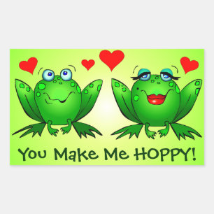 Sticker Rectangulaire Les grenouilles aiment les cœurs que vous faites m
