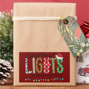 Sticker Rectangulaire Les lumières de Noël sont ma couleur préférée Sant