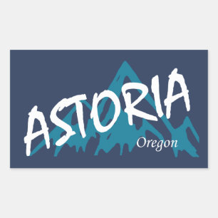 Sticker Rectangulaire Les montagnes de l'Oregon d'Astoria