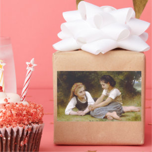 Sticker Rectangulaire Les Noisettes : Les jeunes filles ramassent les no