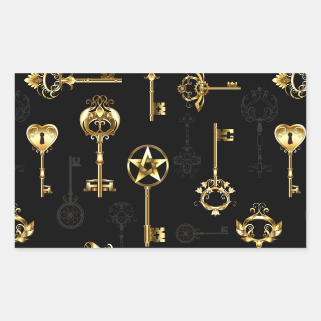 Sticker Rectangulaire Les Patters de Seamless avec Golden Keys (Devant)