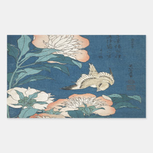 Sticker Rectangulaire Les pivoines et les canaries