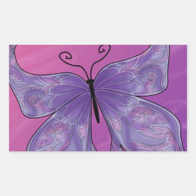 Sticker Rectangulaire Les rêves de papillons (Devant)