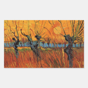 Sticker Rectangulaire Les saules au coucher du soleil par Vincent van Go