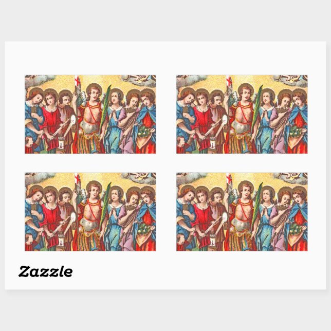 Sticker Rectangulaire Les Sept Archanges (CP 001; Chromolithographe) (Feuille)
