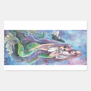 Sticker Rectangulaire Les sirènes sous les étoiles