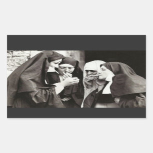 Sticker Rectangulaire Les soeurs fument la photo Vintage