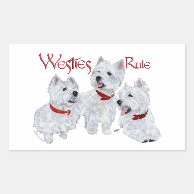 Sticker Rectangulaire Les Westies règnent ! (Devant)