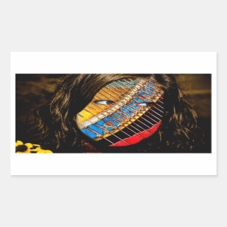 Sticker Rectangulaire les yeux ouverts avec des fleurs