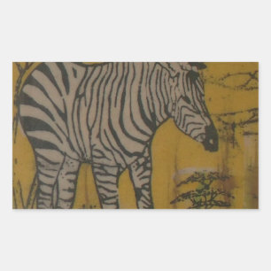 Sticker Rectangulaire L'Esprit du Serengeti : Le Grazing du Zèbre dans l