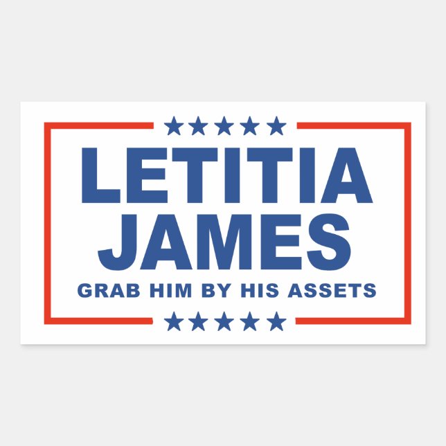 Sticker Rectangulaire Letitia James - Attrapez-le par ses biens (Devant)