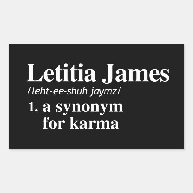 Sticker Rectangulaire Letitia James Définition : Synonyme pour Karma (Devant)