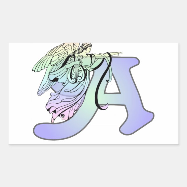 Sticker Rectangulaire Lettre A ange monogramme alphabet initial (Devant)