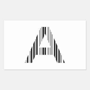 Sticker Rectangulaire LETTRE A BAR CODE First Initial Barcode Motif