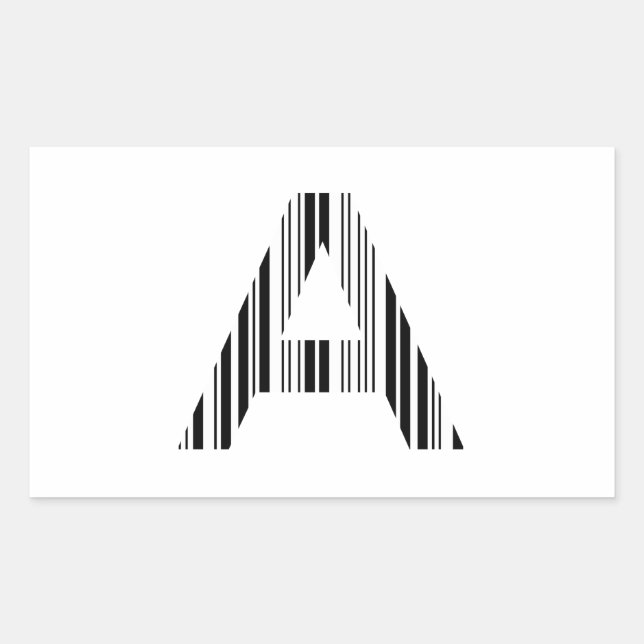 Sticker Rectangulaire LETTRE A BAR CODE First Initial Barcode Motif (Devant)