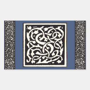 Sticker Rectangulaire Lettre Art Nouveau S Monogramme Vintage