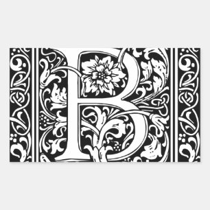 Sticker Rectangulaire Lettre B Monogramme médiéval Art Nouveau