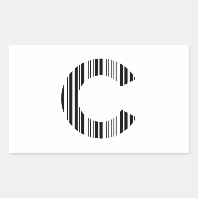 Sticker Rectangulaire LETTRE C CODE BARRE Premier Motif de code barre in (Devant)