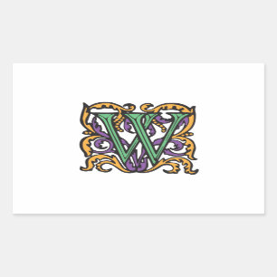 Sticker Rectangulaire LETTRE Élégante DE Calligraphie MOYENNE W