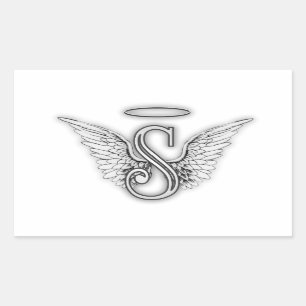 Sticker Rectangulaire LETTRE INITIALE ANGLE Alphabet S AILES HALO