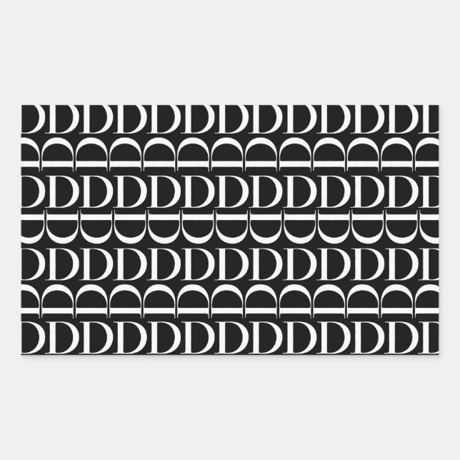 Sticker Rectangulaire Lettre initiale D monogramme (Devant)
