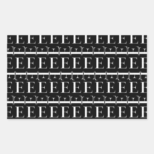 Sticker Rectangulaire Lettre initiale monogramme E (Devant)