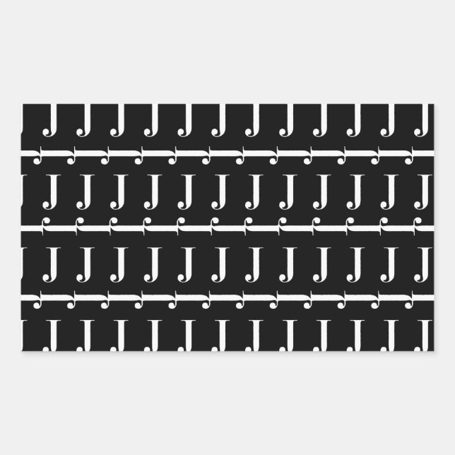 STICKER RECTANGULAIRE LETTRE INITIALE MOYENNE J (Devant)
