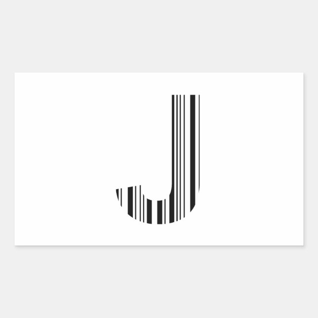 Sticker Rectangulaire LETTRE J CODE BARRE Premier Motif de code barre in (Devant)
