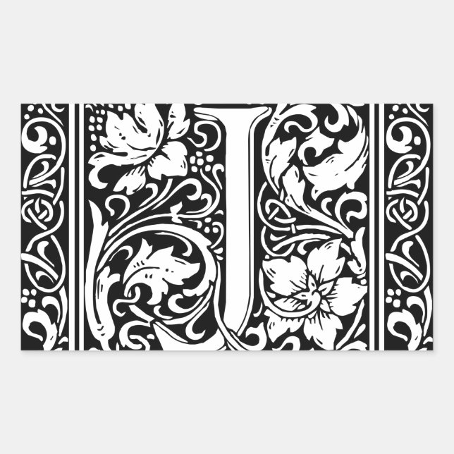 Sticker Rectangulaire Lettre J Monogramme médiéval Art Nouveau (Devant)
