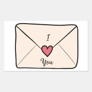 Sticker Rectangulaire Lettre Je T'Aime
