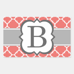 Sticker Rectangulaire LETTRE MONOGRAPHIQUE BLANC DE CORail B QUATREFEIL