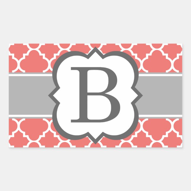 Sticker Rectangulaire LETTRE MONOGRAPHIQUE BLANC DE CORail B QUATREFEIL (Devant)
