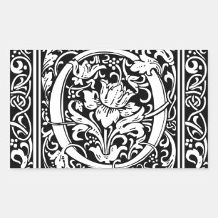 Sticker Rectangulaire Lettre O Monogramme Médiéval Art Nouveau