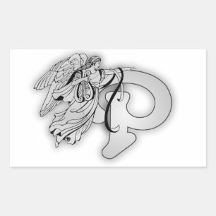 Sticker Rectangulaire Lettre P Angle Monogramme initial
