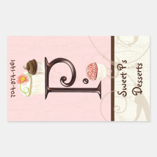 Sticker Rectangulaire Lettre P Monogramme Dessert Boulangerie Cartes de 
