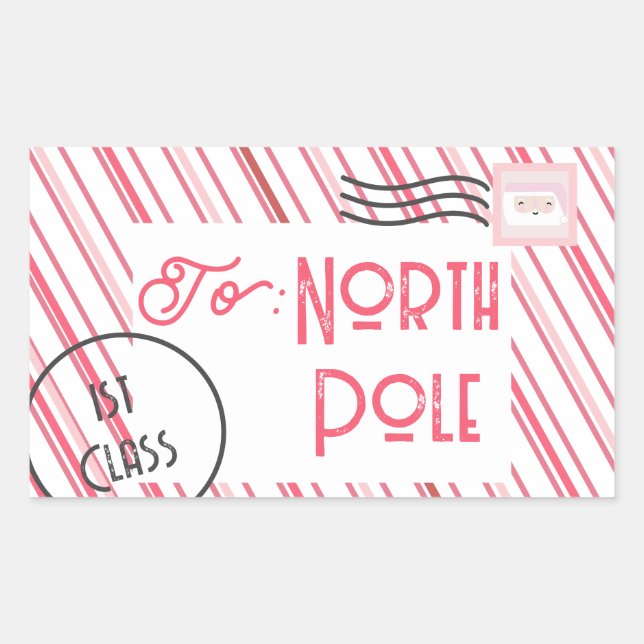Sticker Rectangulaire LETTRE Père Noël DU Pôle Nord ENFANTS Noël (Devant)