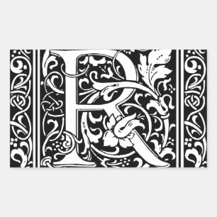 Sticker Rectangulaire Lettre R Monogramme Art Nouveau Médiéval