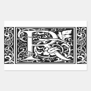 Sticker Rectangulaire Lettre R Monogramme médiéval Art Nouveau