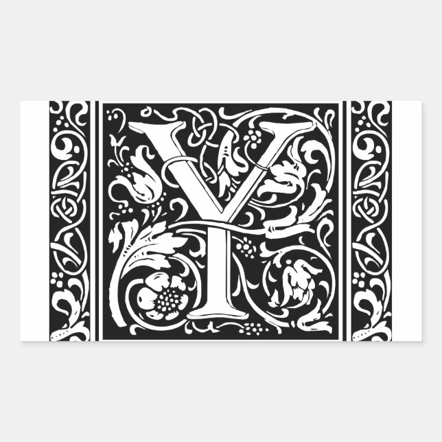 Sticker Rectangulaire Lettre Y Monogramme médiéval Art Nouveau (Devant)