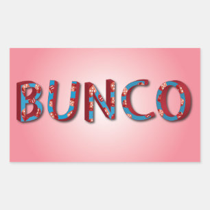 Sticker Rectangulaire Lettres Bunco avec dés bunco