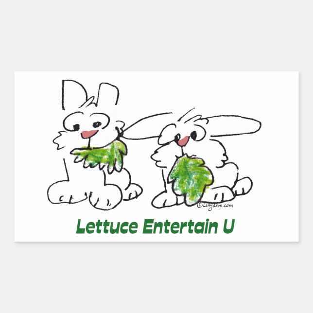 Sticker Rectangulaire Lettuce Entertain U Cartoon Rabbits (Devant)