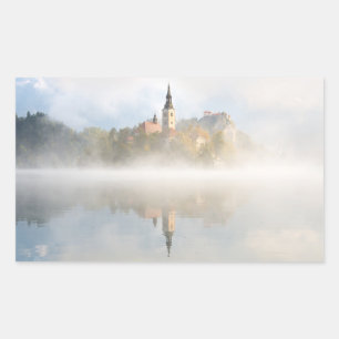 Sticker Rectangulaire Levée de soleil de Foggy au lac Bled