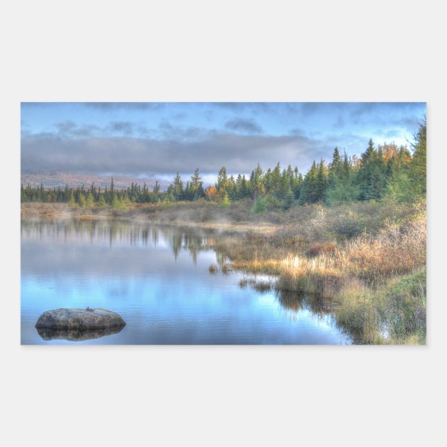 Sticker Rectangulaire Lever du soleil d'automne au lac Moosehead Maine (Devant)