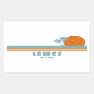 Sticker Rectangulaire Lewes Delaware Sun Palm Trees