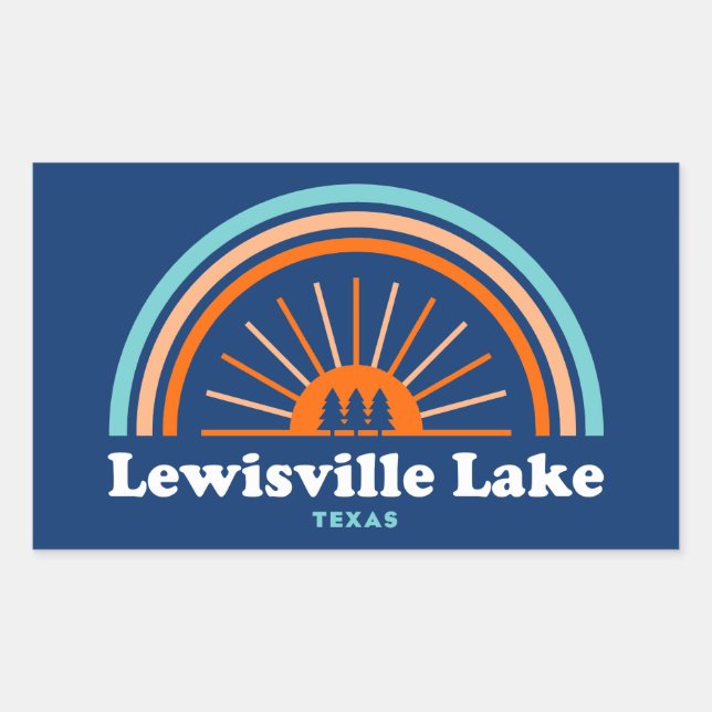 Sticker Rectangulaire Lewisville Lake Texas Rainbow (Devant)