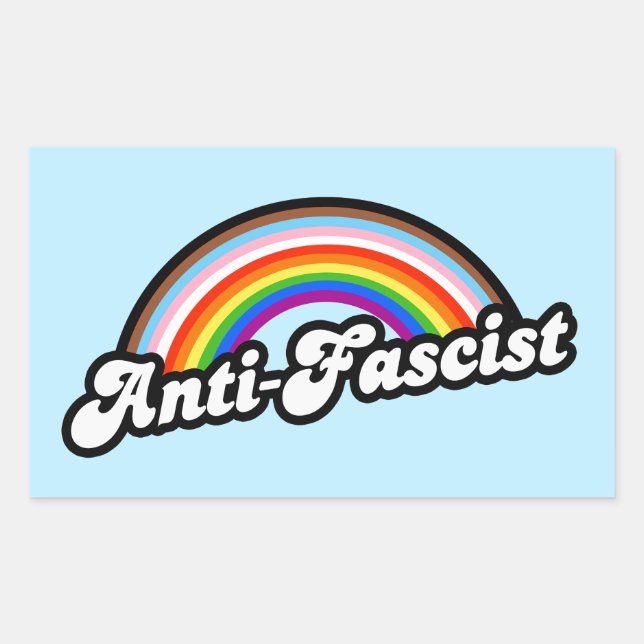 Sticker Rectangulaire LGBTQ+ Anti-fasciste (Devant)