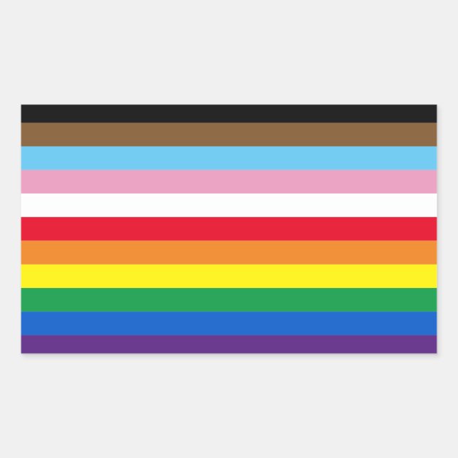 Sticker Rectangulaire Lgbtq arc-en-ciel 11 bandes inclus drapeau gay pri (Devant)