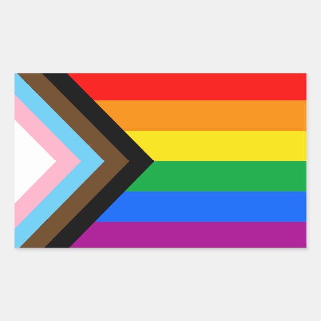 Sticker Rectangulaire LGBTQ+ Indicateur de fierté de progrès (Devant)